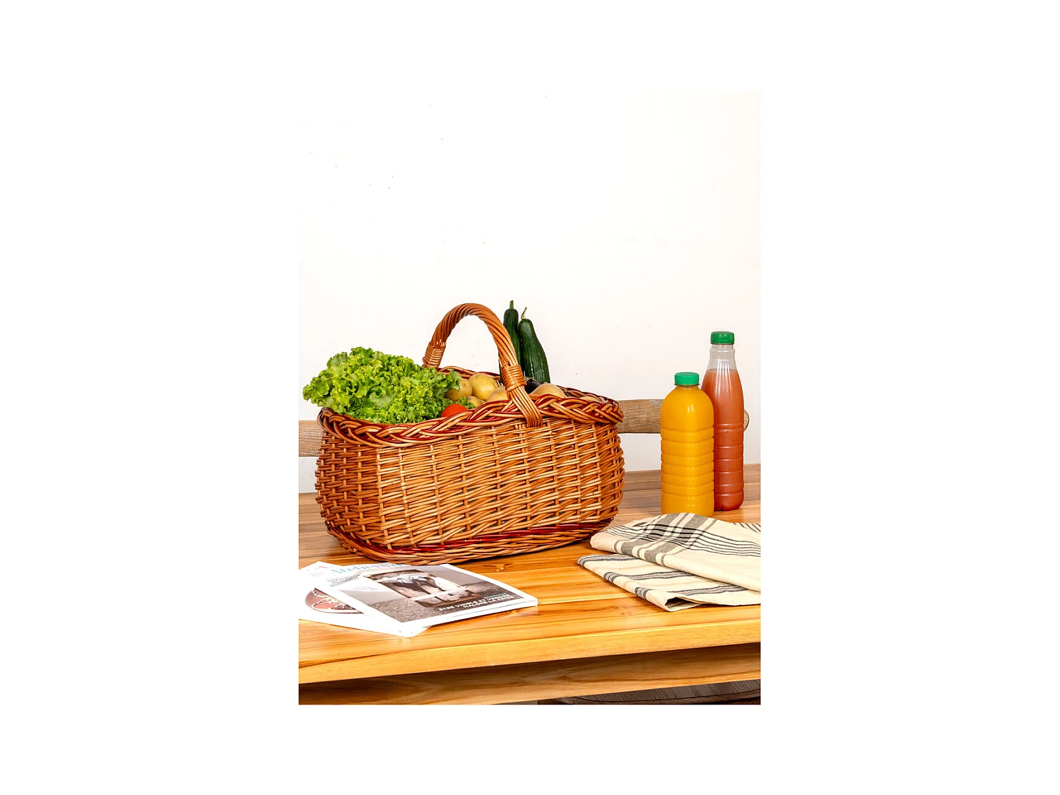 Panier en osier buff et marron