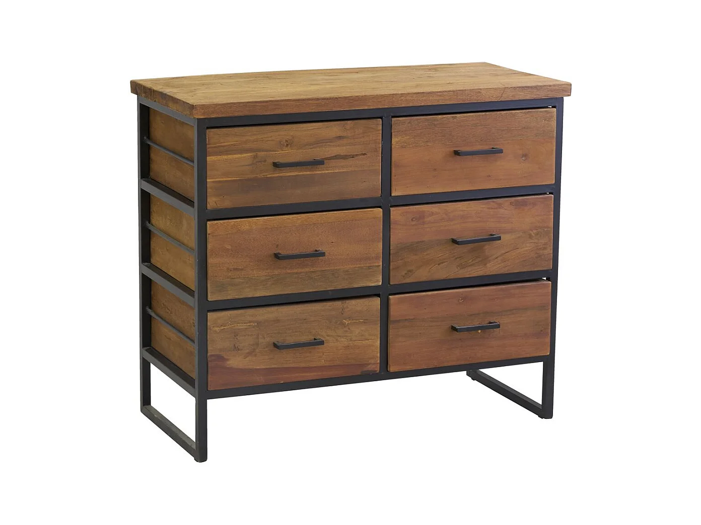 Commode en bois recyclé et métal LOFT 6 tiroirs