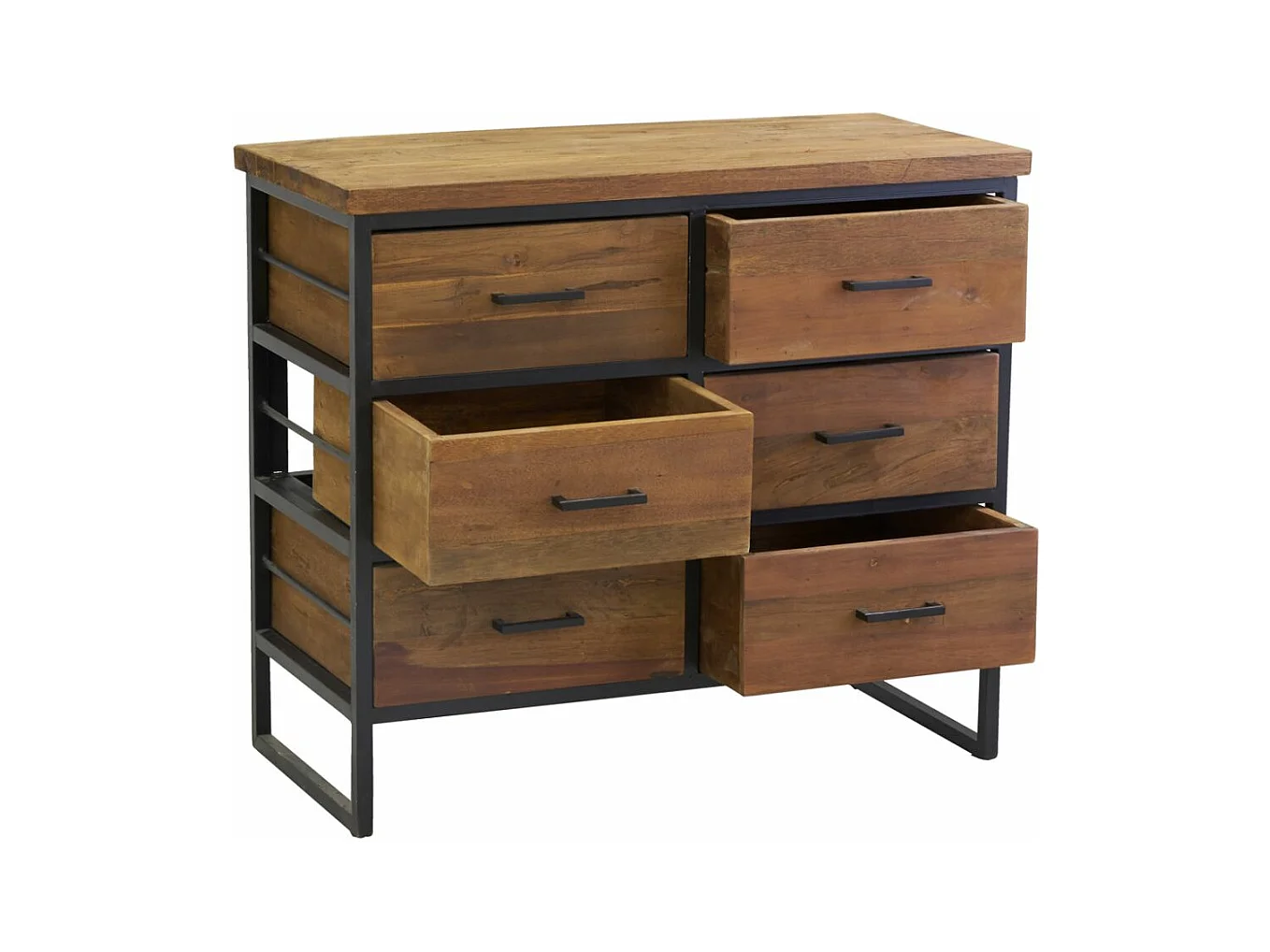 Commode en bois recyclé et métal LOFT 6 tiroirs