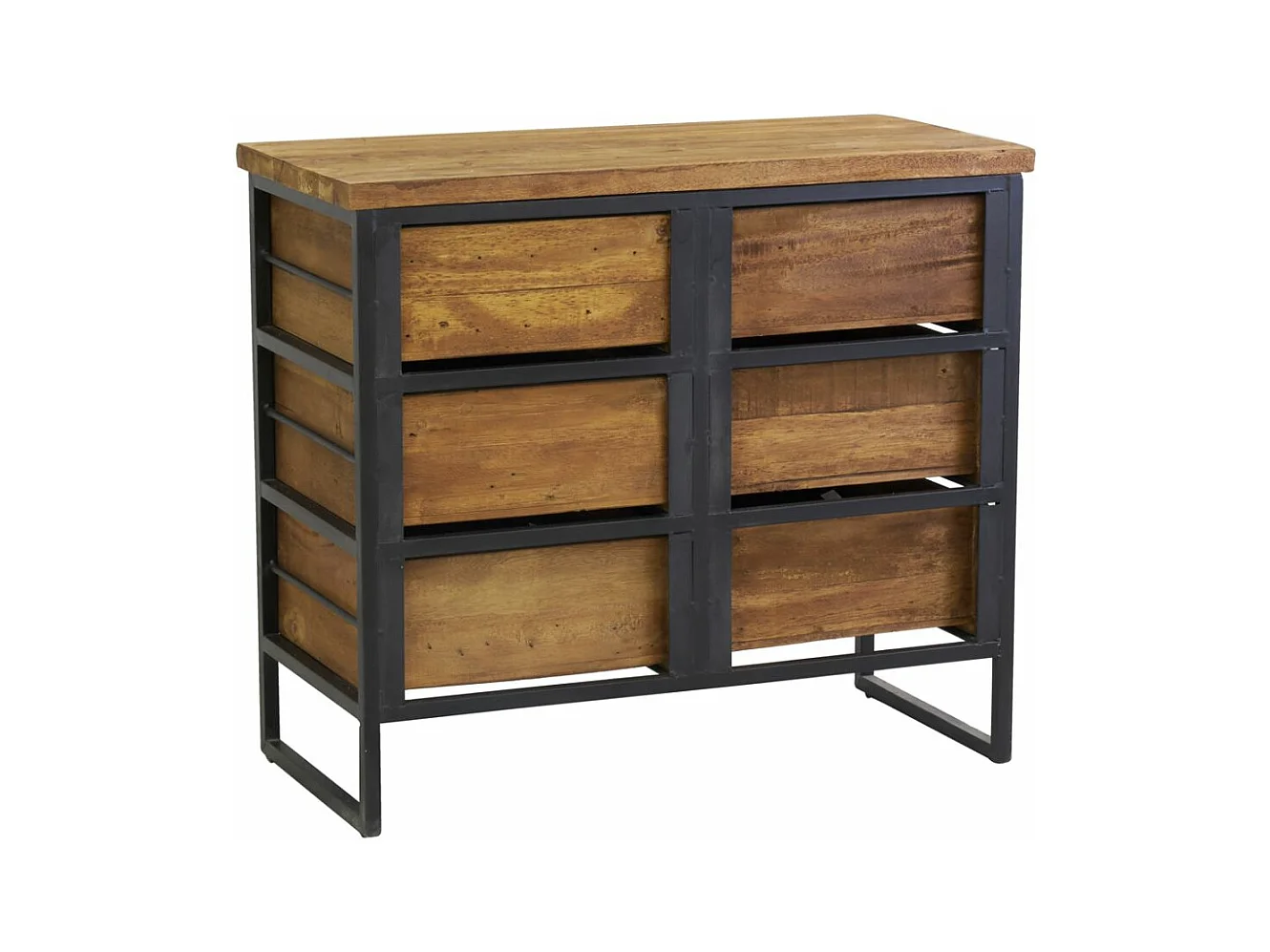Commode en bois recyclé et métal LOFT 6 tiroirs