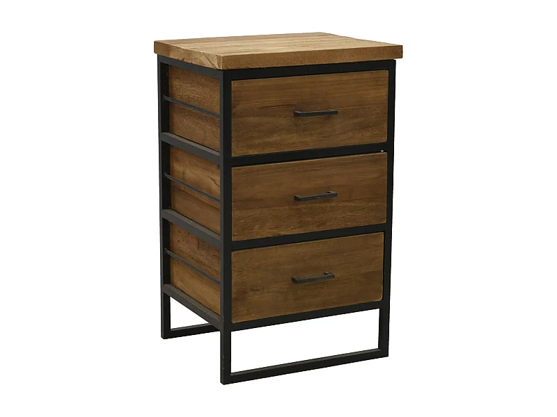 Commode en bois recyclé et métal LOFT 3 tiroirs