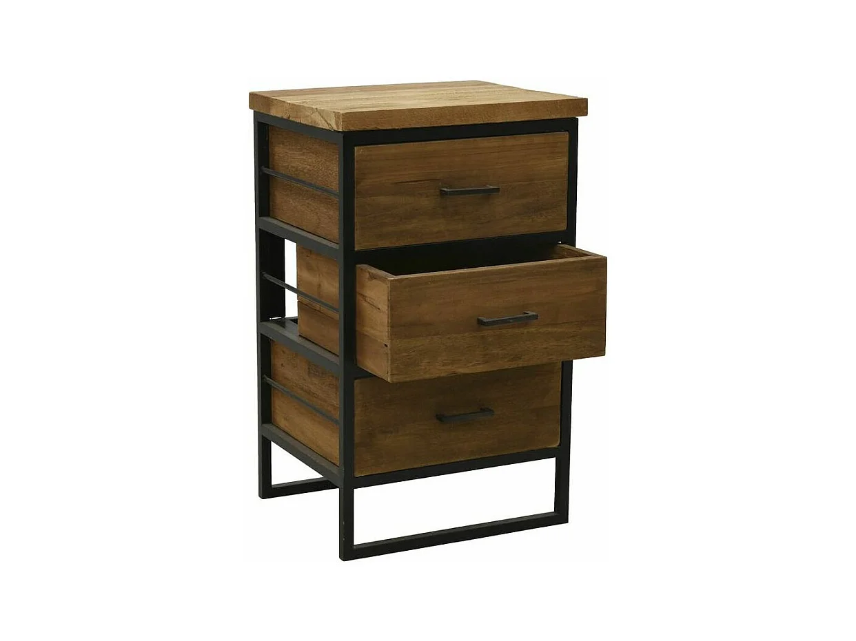 Commode en bois recyclé et métal LOFT 3 tiroirs