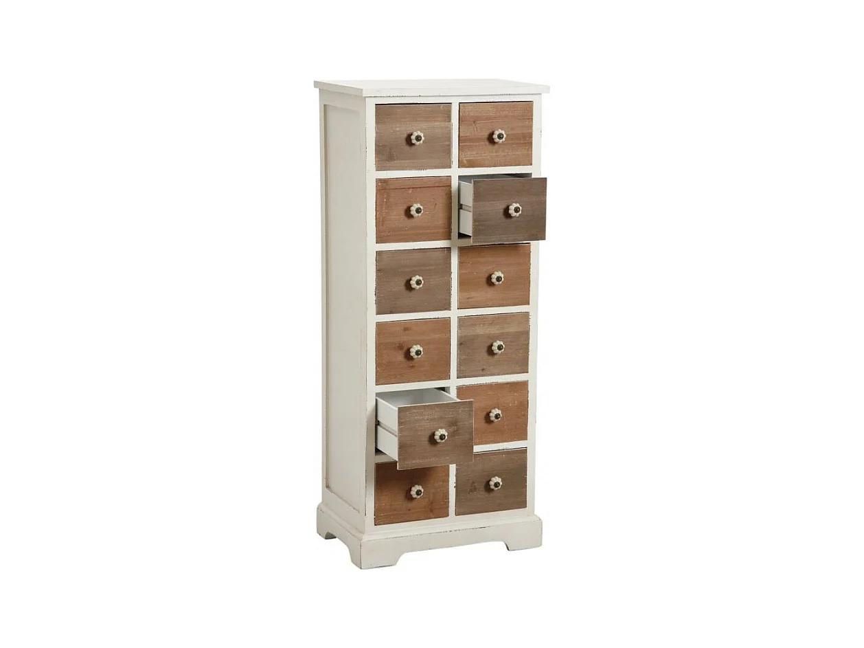 Commode 12 tiroirs en pin poignées céramique