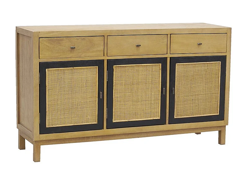 Commode en manguier et cannage