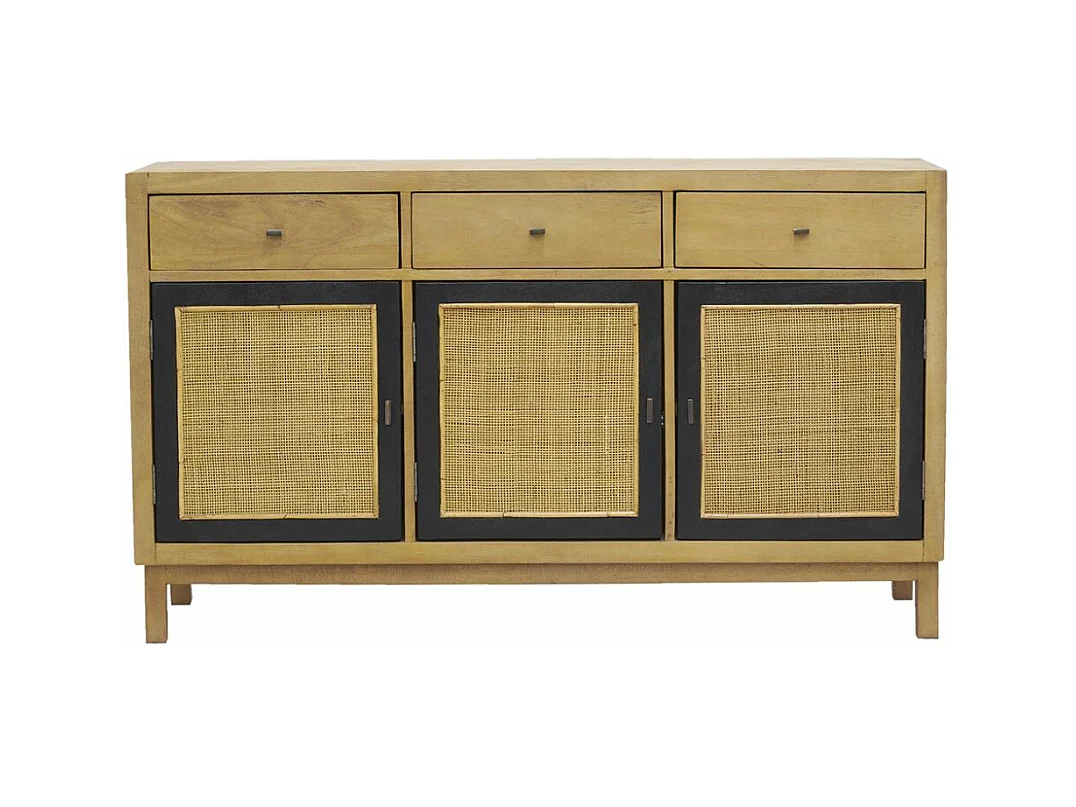 Commode en manguier et cannage