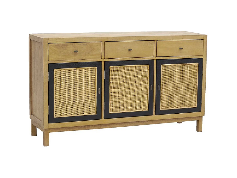 Commode en manguier et cannage