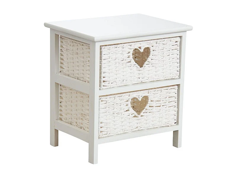 Commode blanche 2 tiroirs avec coeurs