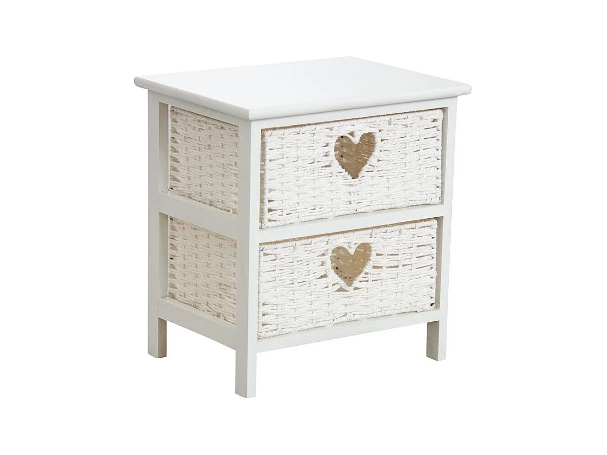 Commode blanche 2 tiroirs avec coeurs