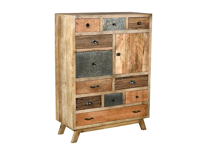 Commode en manguier et métal Zouma 90 x 40 x 125 cm