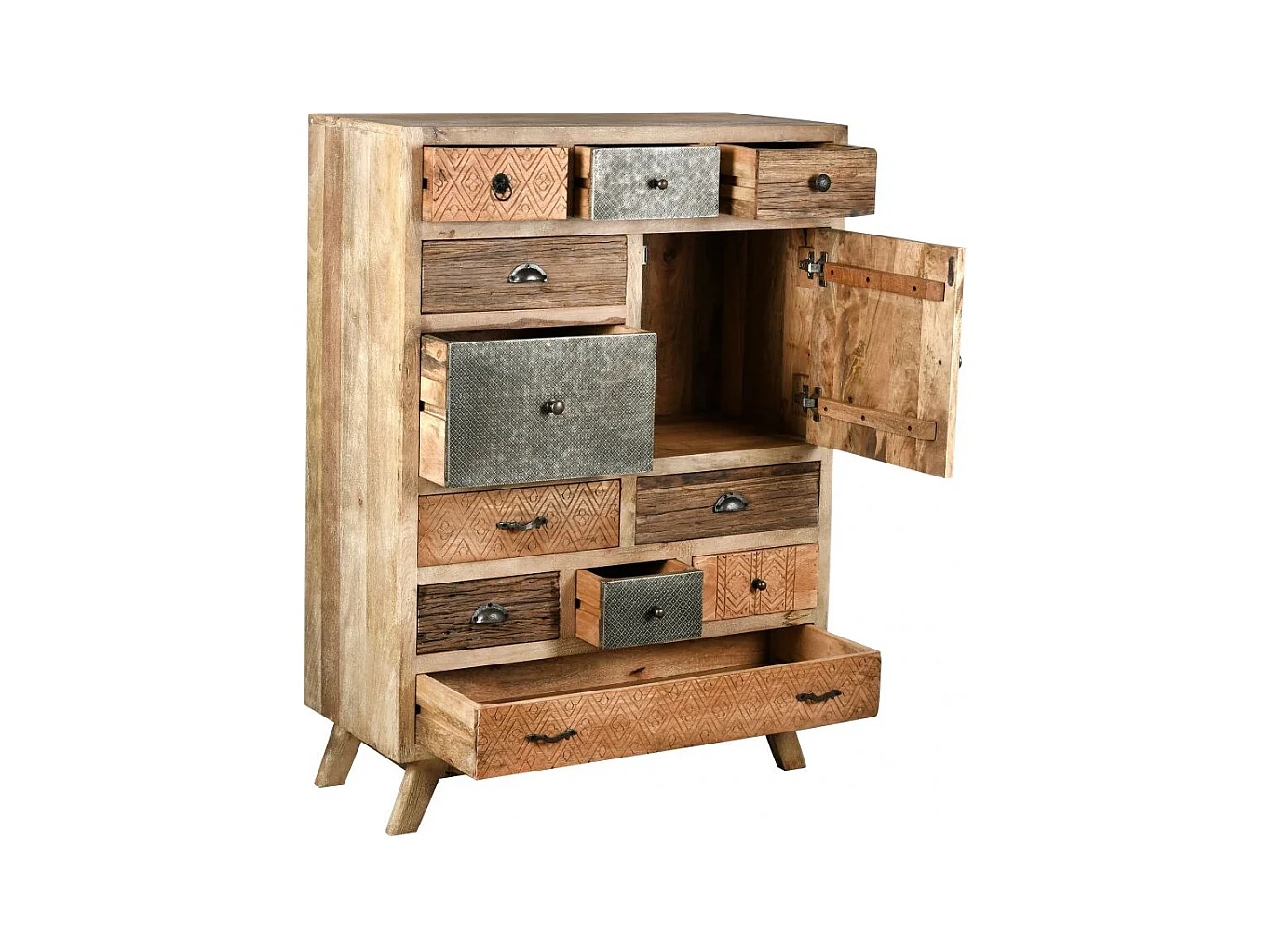 Commode en manguier et métal Zouma 90 x 40 x 125 cm