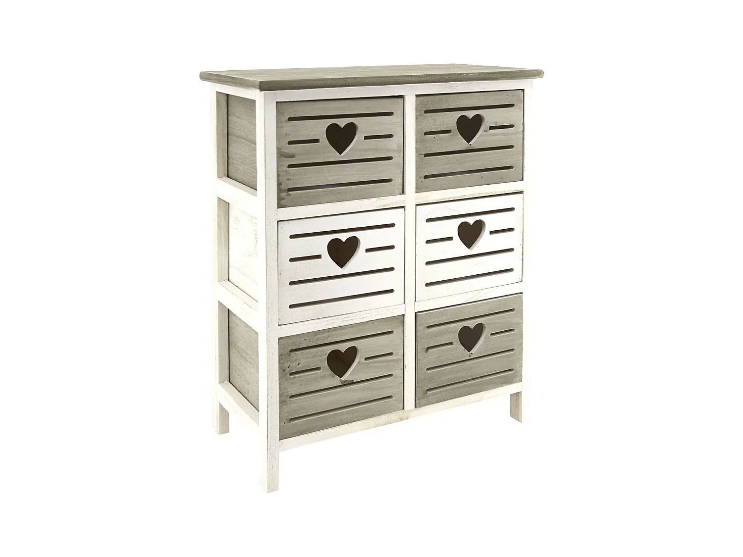 Commode en bois ajouré Coeur 6 tiroirs