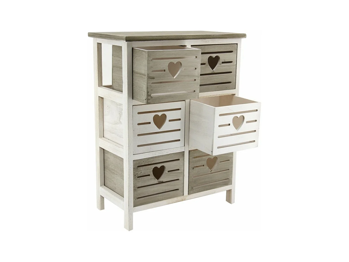 Commode en bois ajouré Coeur 6 tiroirs