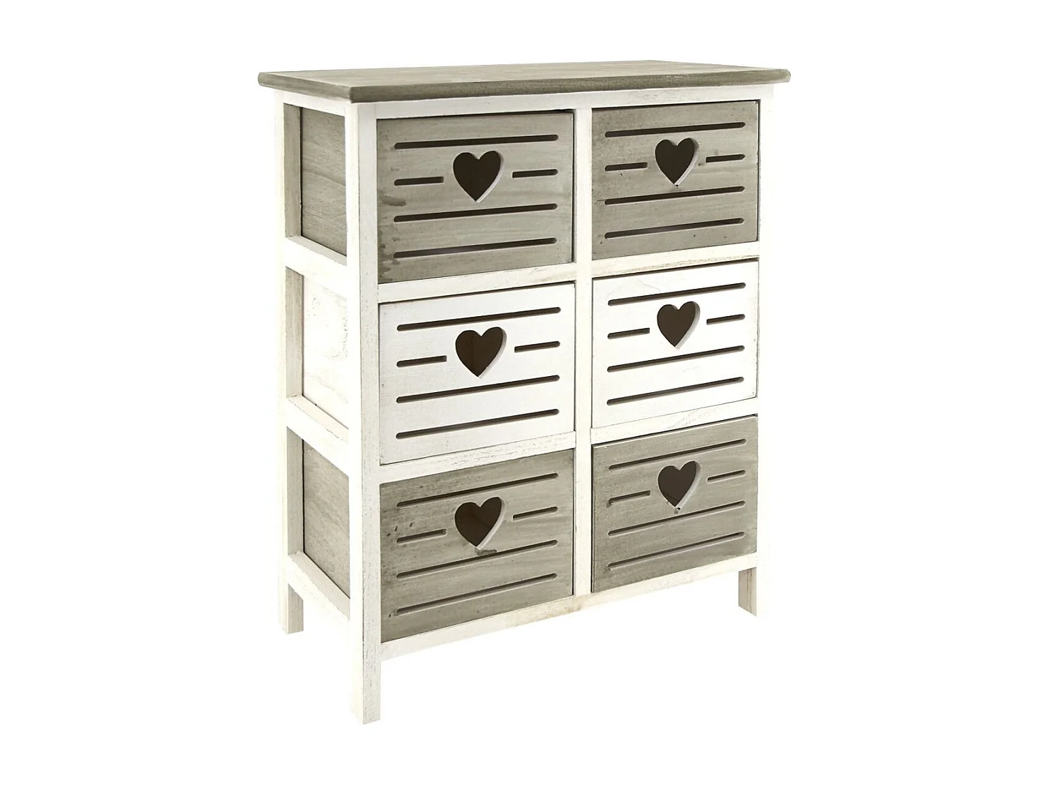 Commode en bois ajouré Coeur 6 tiroirs