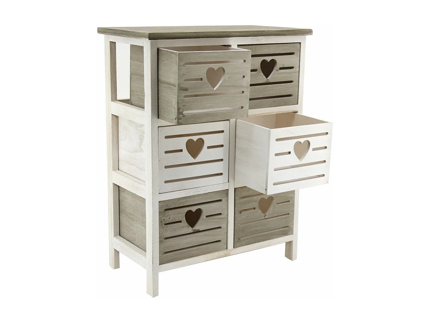 Commode en bois ajouré Coeur 6 tiroirs