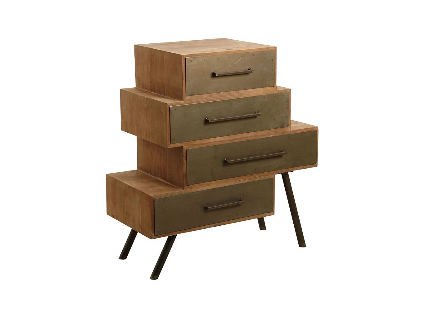 Commode 4 tiroirs en métal et bois