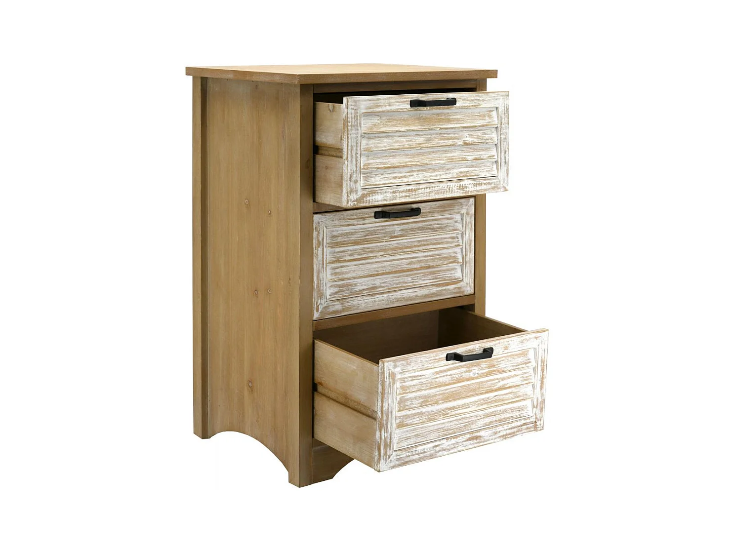 Commode en bois naturel et cérusé Ancenia