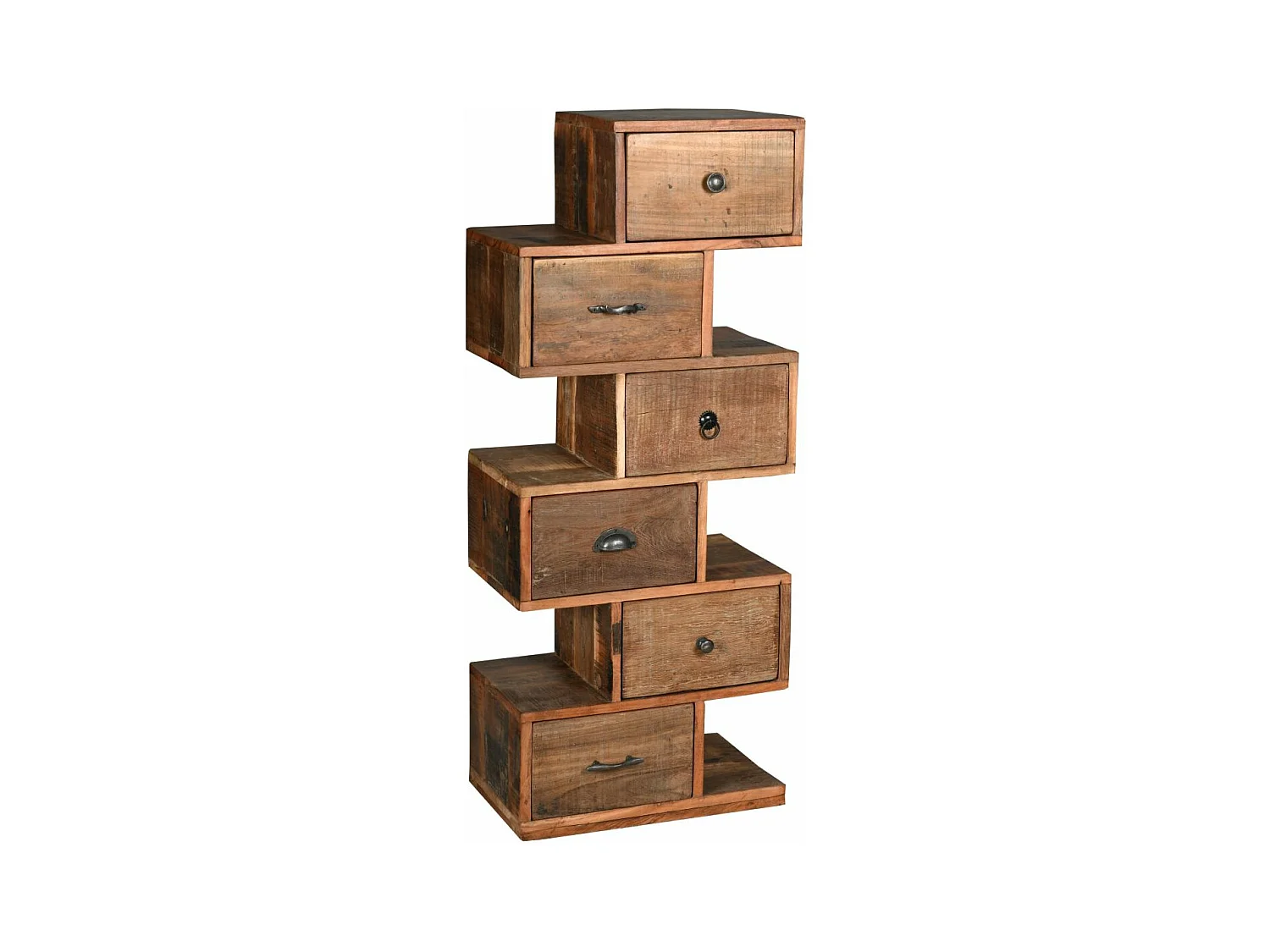 Commode zig zag en bois recyclé et métal