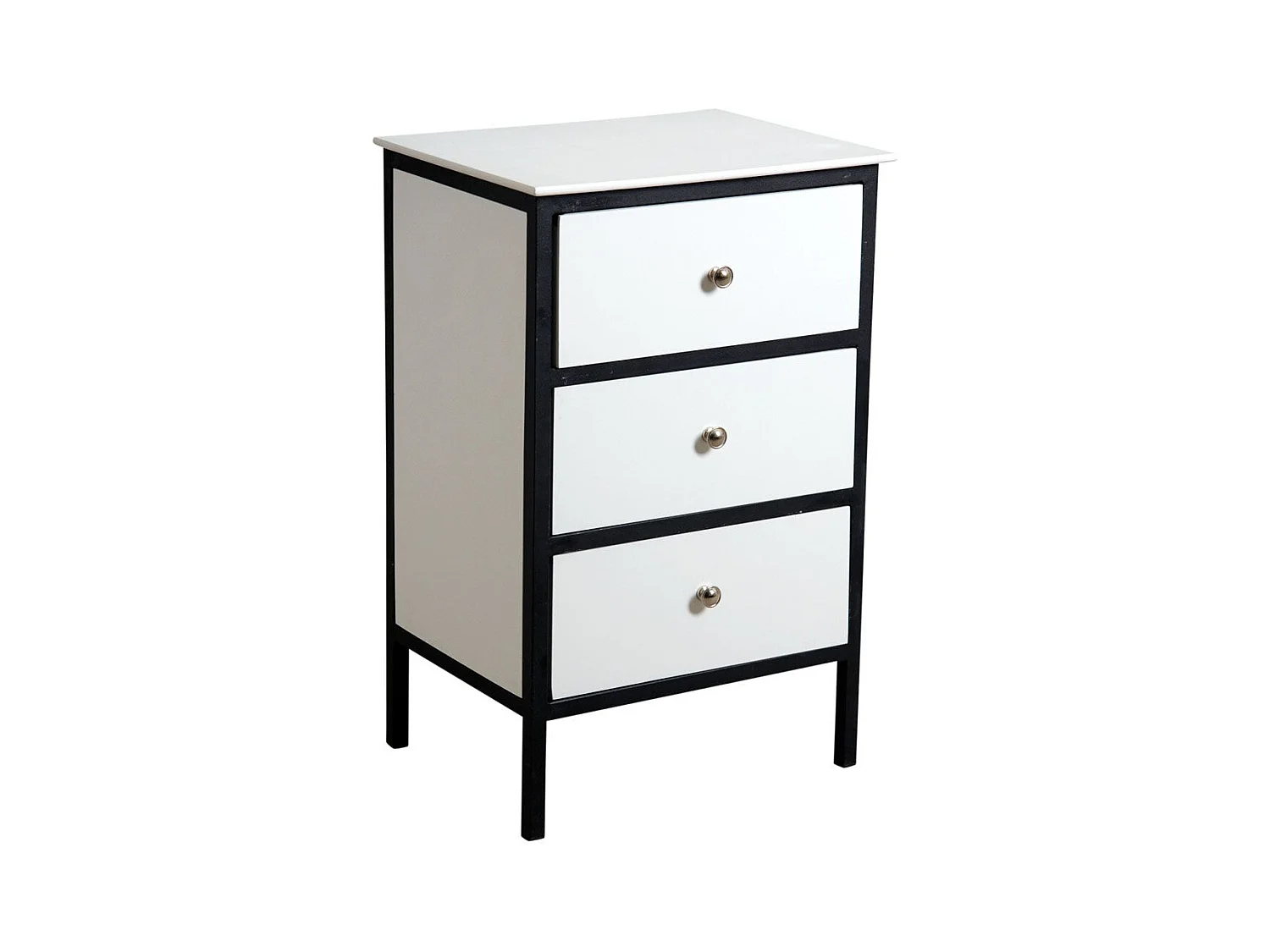 Commode tiroirs en bois et métal 3 tiroirs