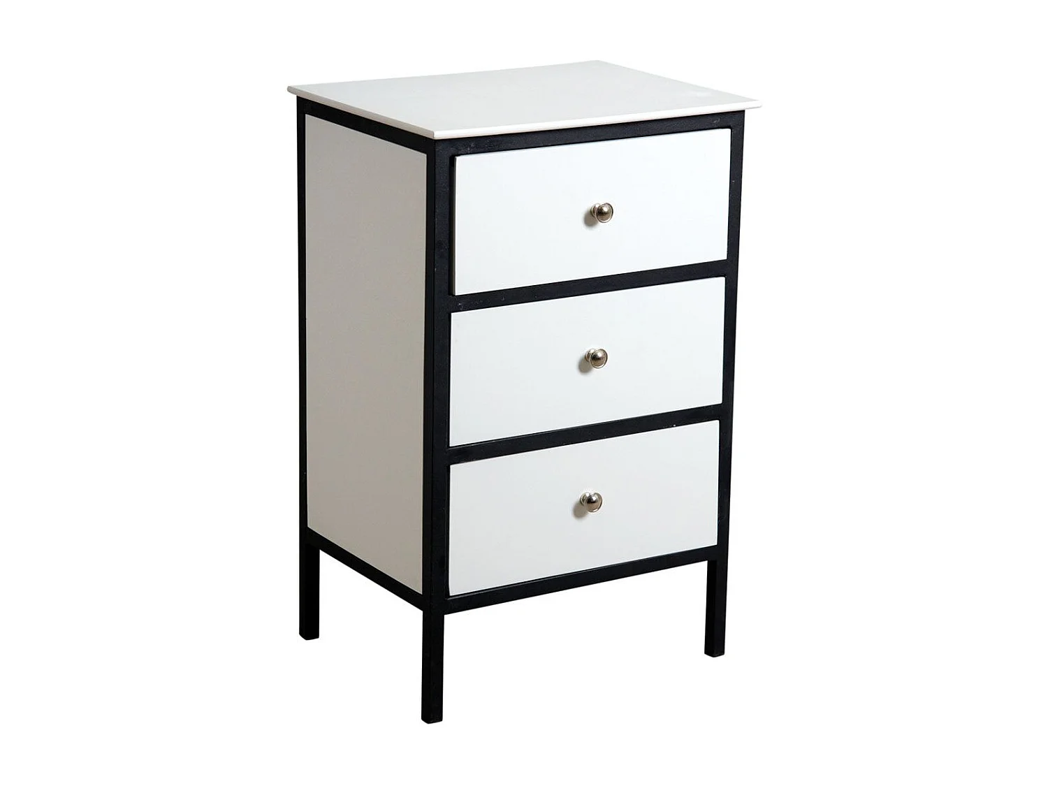 Commode tiroirs en bois et métal 3 tiroirs