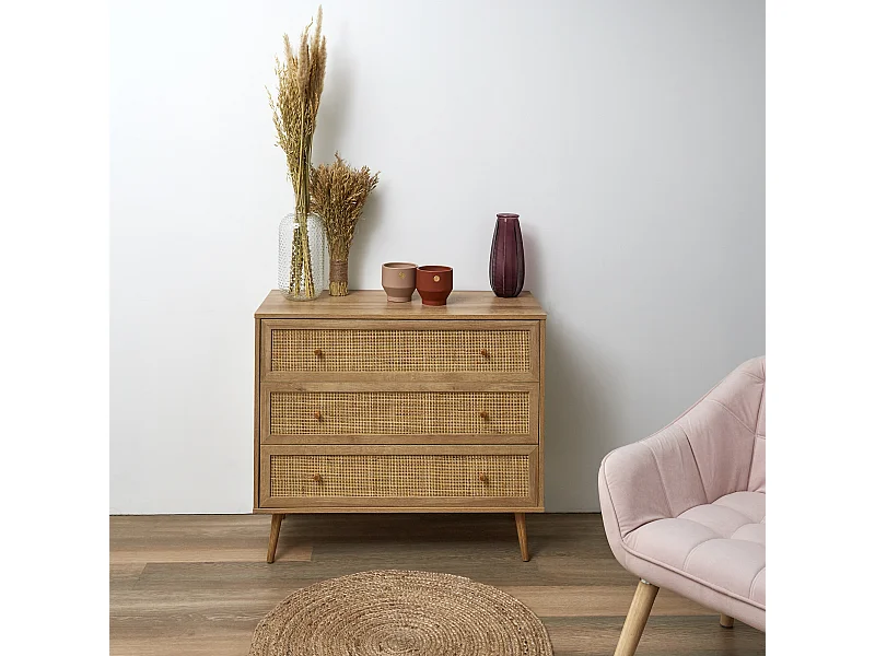 Commode 3 Tiroirs Bali Marron