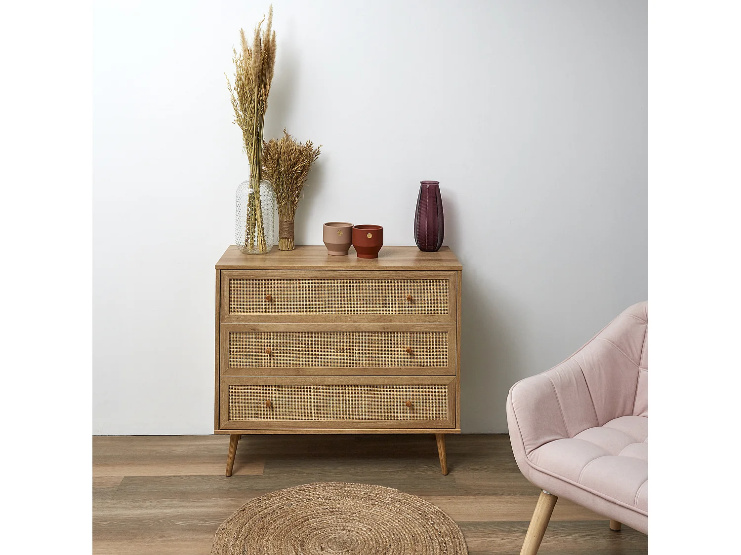 Commode 3 Tiroirs Bali Marron