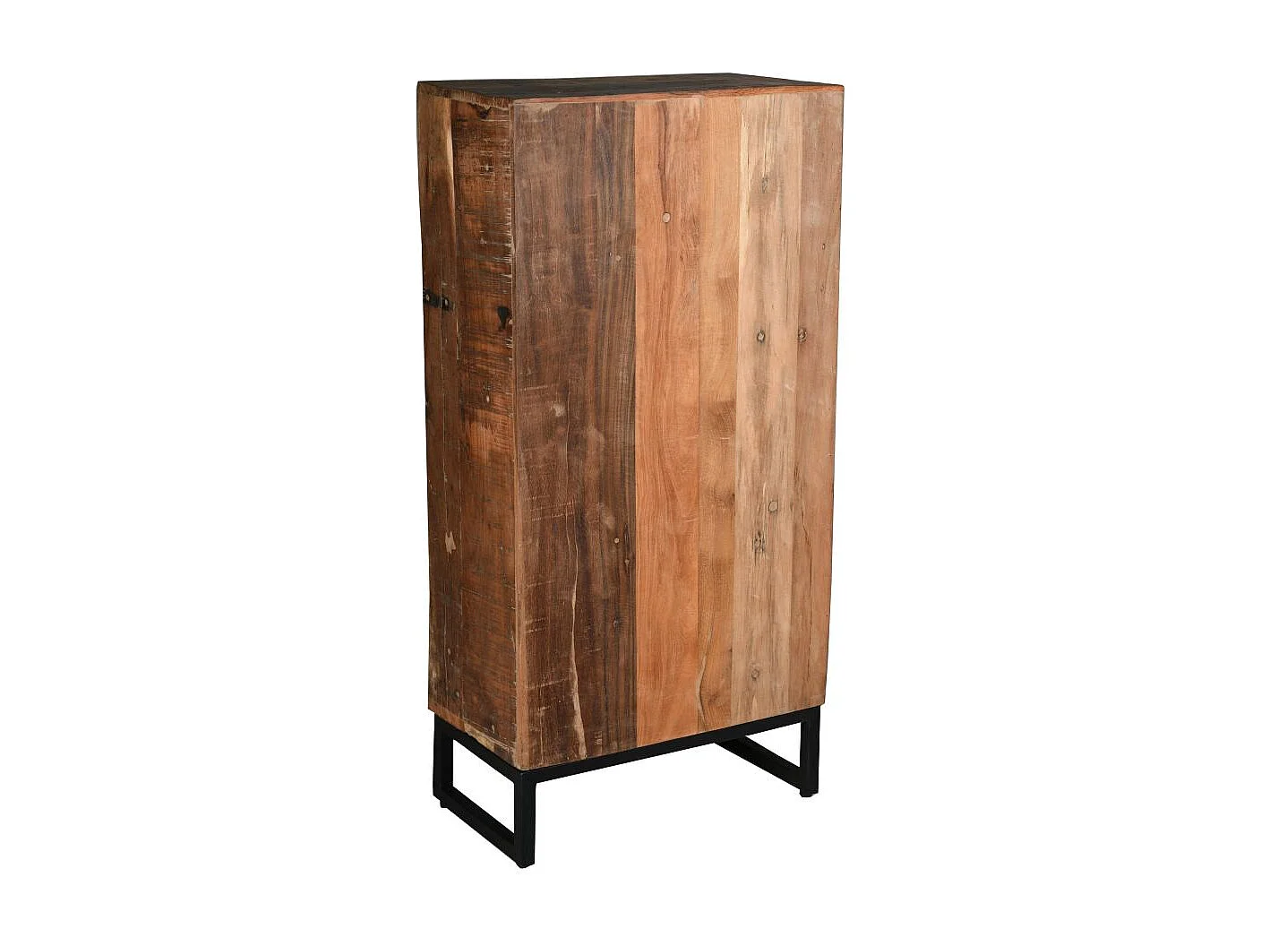 Commode haute en bois recyclé et métal