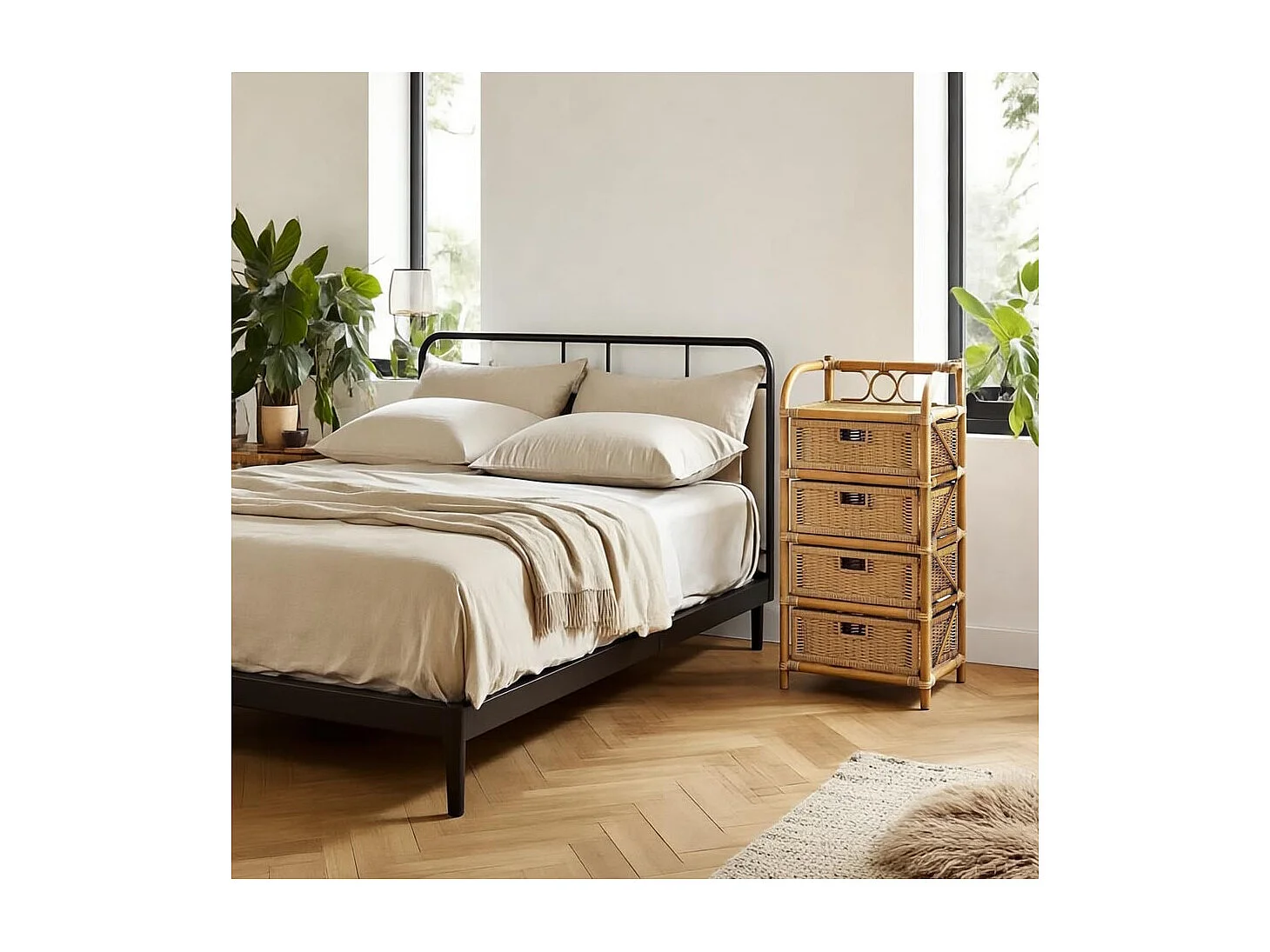 Commode en rotin avec tiroirs Tegal 4 tiroirs