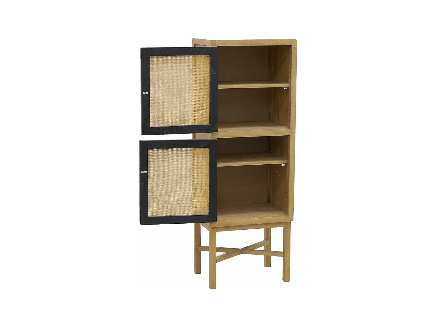 Commode haute en manguier et cannage