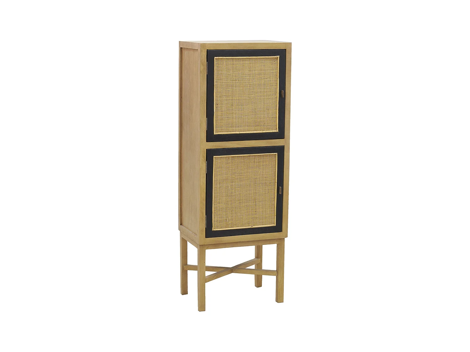 Commode haute en manguier et cannage