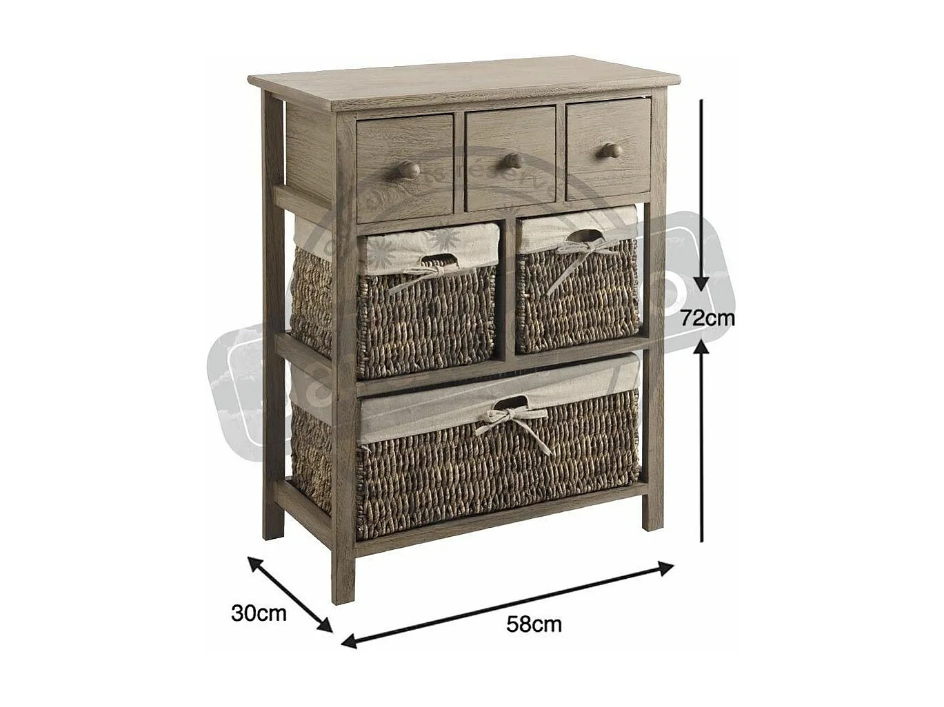 Commode en bois de peuplier Campana 6 tiroirs