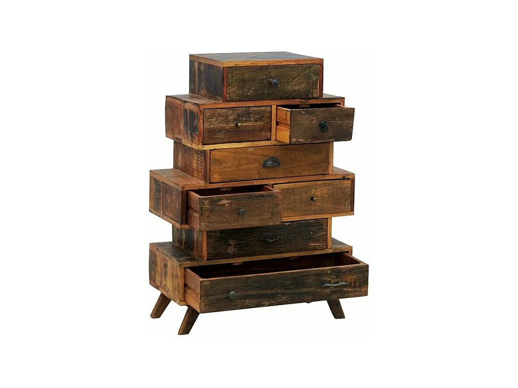 Commode 8 tiroirs en bois recyclé Zigzag