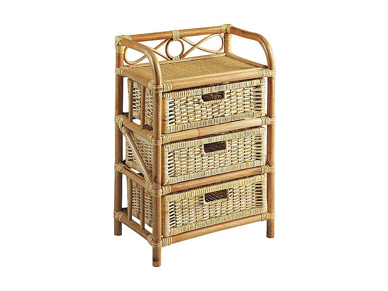 Commode en rotin avec tiroirs Tegal 3 tiroirs