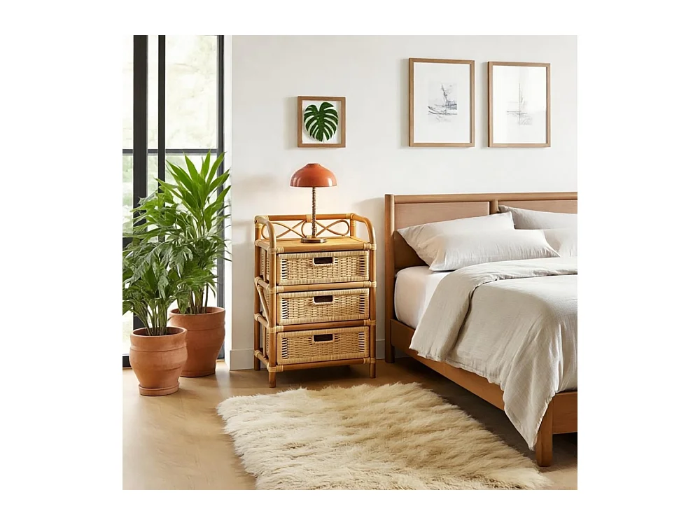 Kommode mit 3 Schubladen aus Rattan "Tegal"
