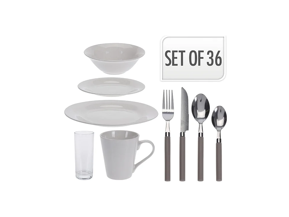 Juego de mesa de 36 piezas de porcelana de calidad AB con cubiertos de acero inoxidable