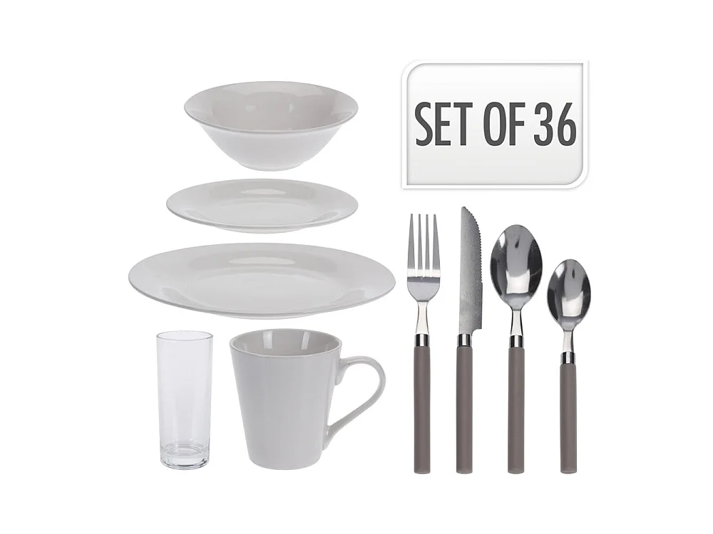 Juego de mesa de 36 piezas de porcelana de calidad AB con cubiertos de acero inoxidable