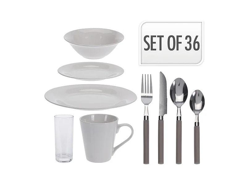 Juego de mesa de 36 piezas de porcelana de calidad AB con cubiertos de acero inoxidable