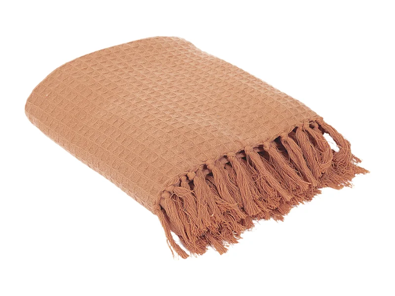 Jete De Canape Gaufre Ocre 150x200cm Marron