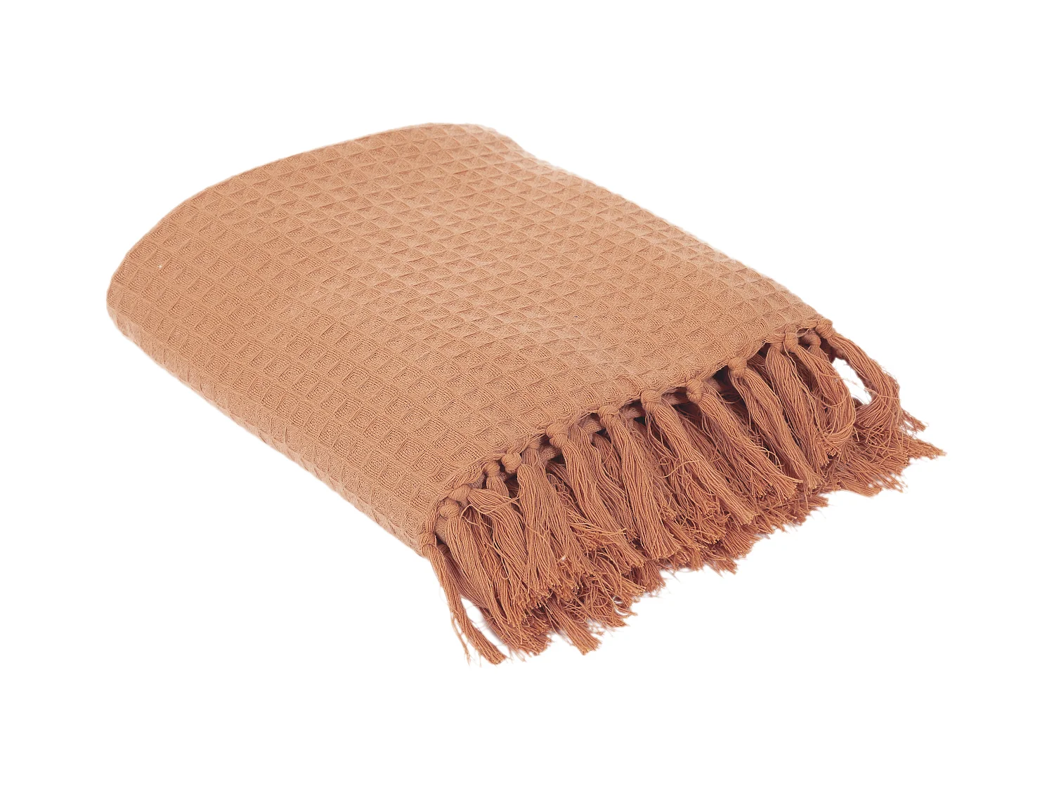 Jete De Canape Gaufre Ocre 150x200cm Marron
