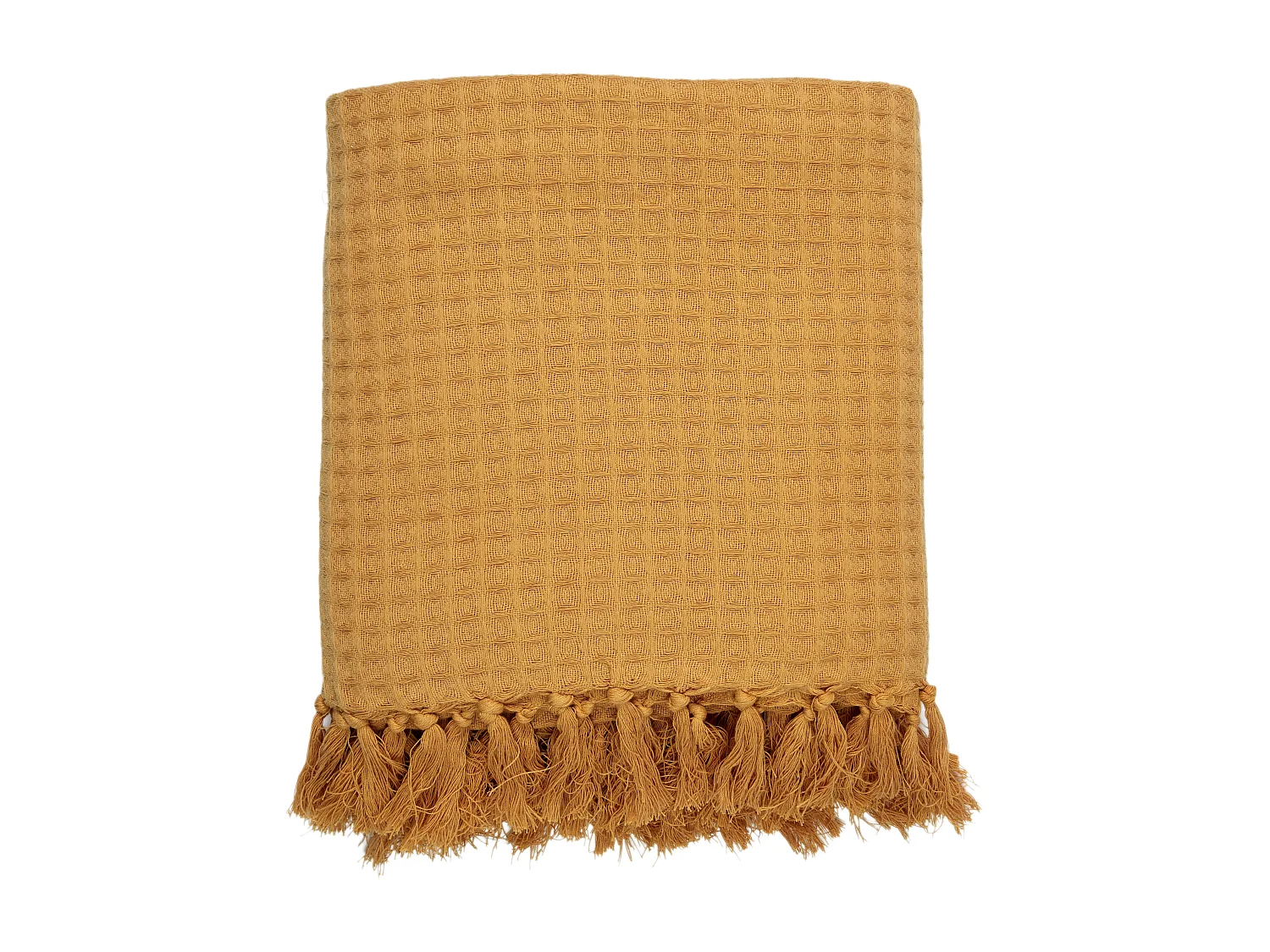 Jete De Canape Gaufre Jaune Ocre 170x250cm Jaune