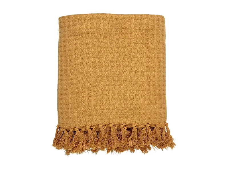 Jete De Canape Gaufre Ocre 150x200cm Marron