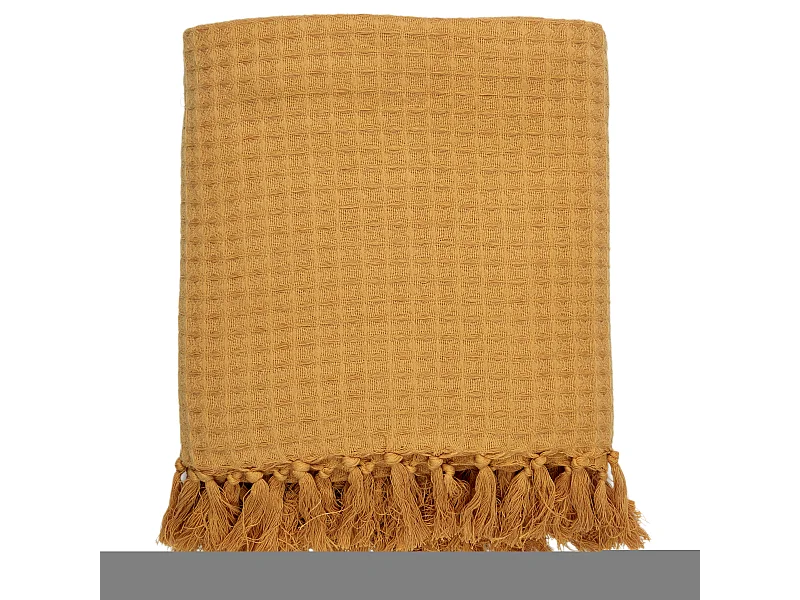 Jete De Canape Gaufre Ocre 150x200cm Marron