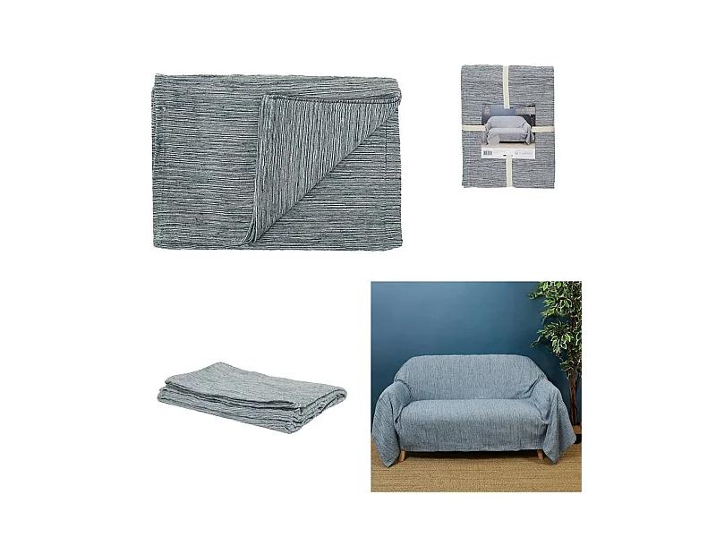 Jete De Canape Bleu Canard 170x250cm Bleu