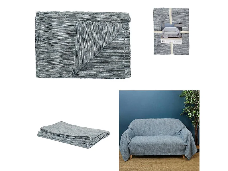 Jete De Canape Bleu Canard 170x250cm Bleu