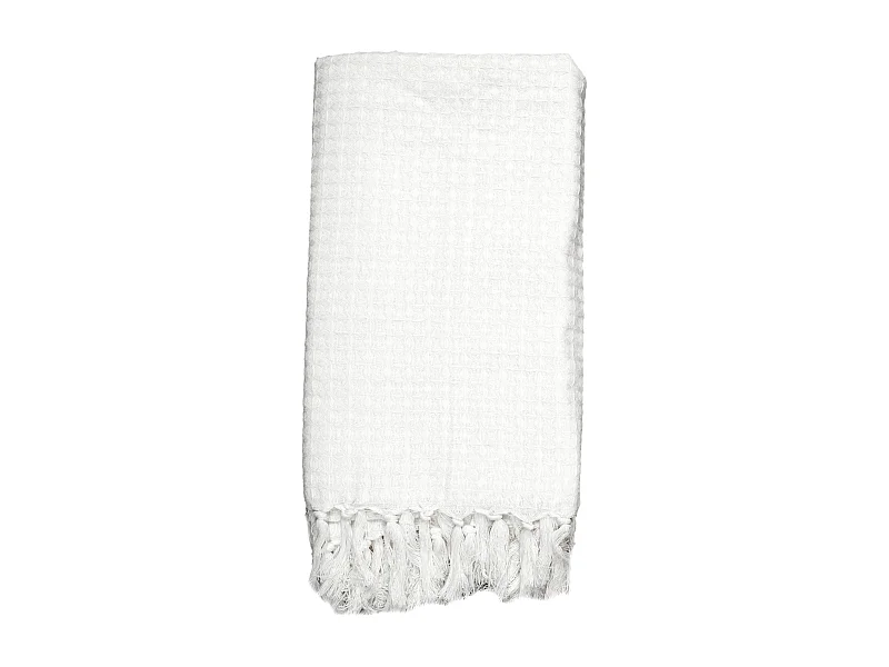 Jete De Canape Gaufre Ivoire 120x150cm Blanc