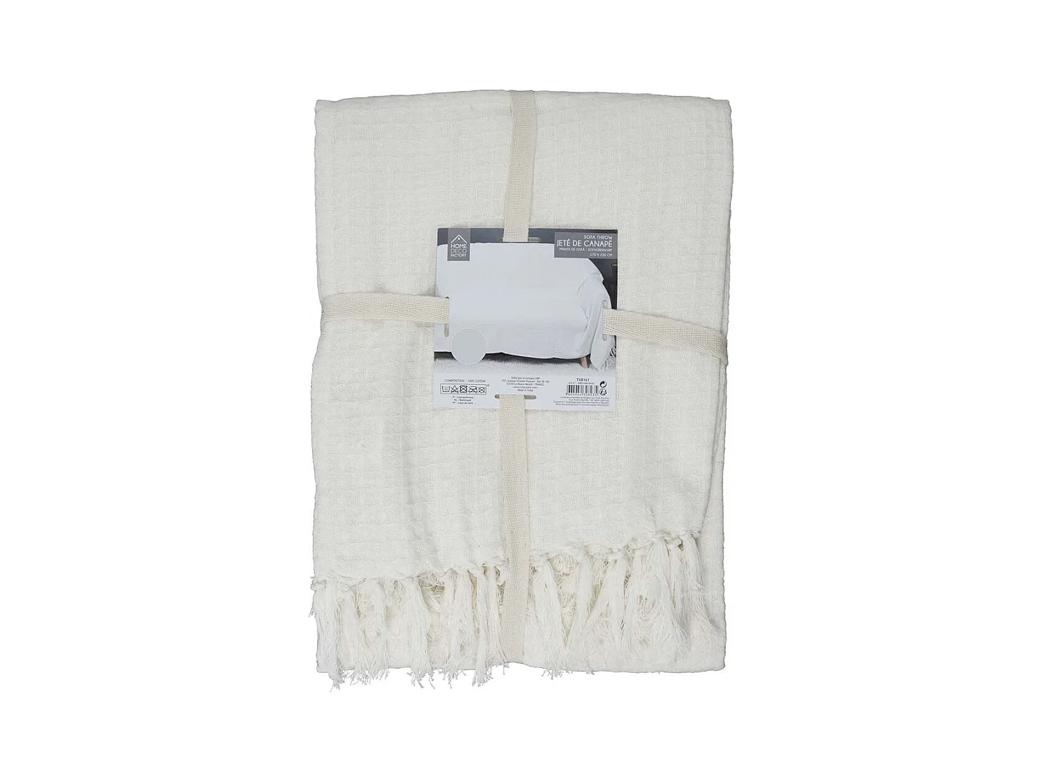 Jeté de Canapé "Gaufré" 170x250cm Ivoire