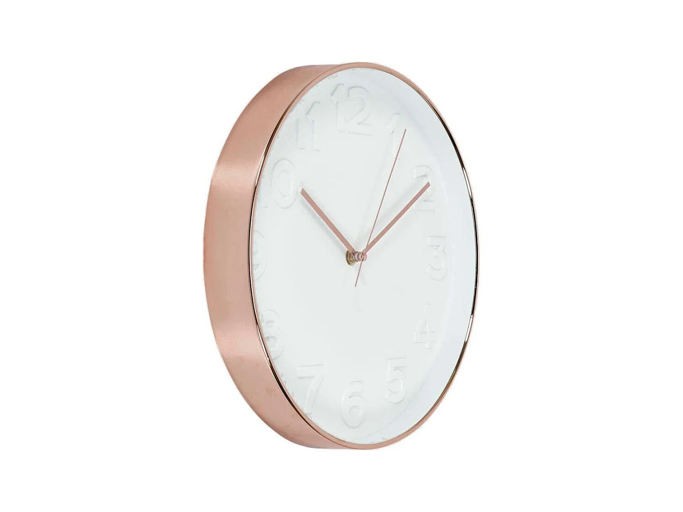 Horloge Ronde 30.5cm Blanche Cuivree Blanc, Cuivre