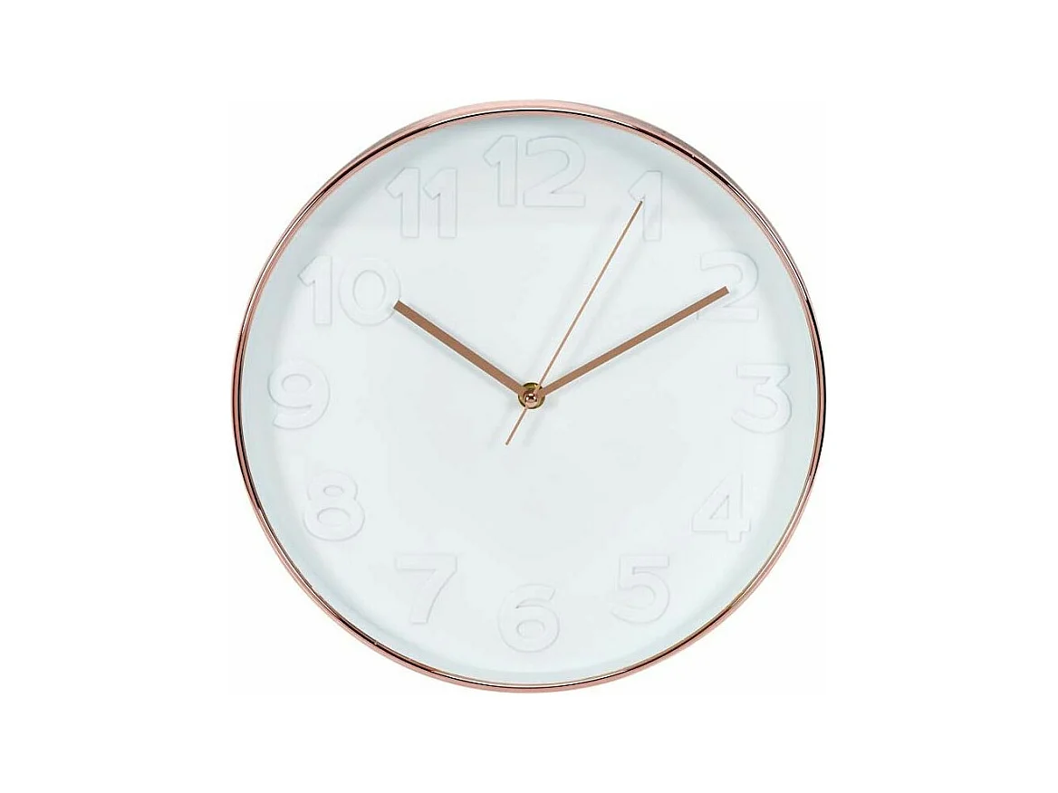 Horloge Ronde 30.5cm Blanche Cuivree Blanc, Cuivre