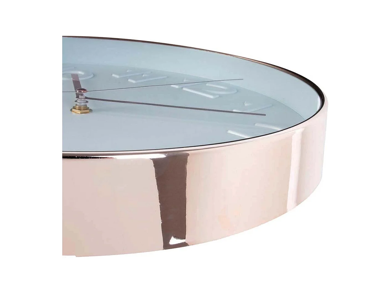 Horloge Ronde 30.5cm Blanche Cuivree Blanc, Cuivre