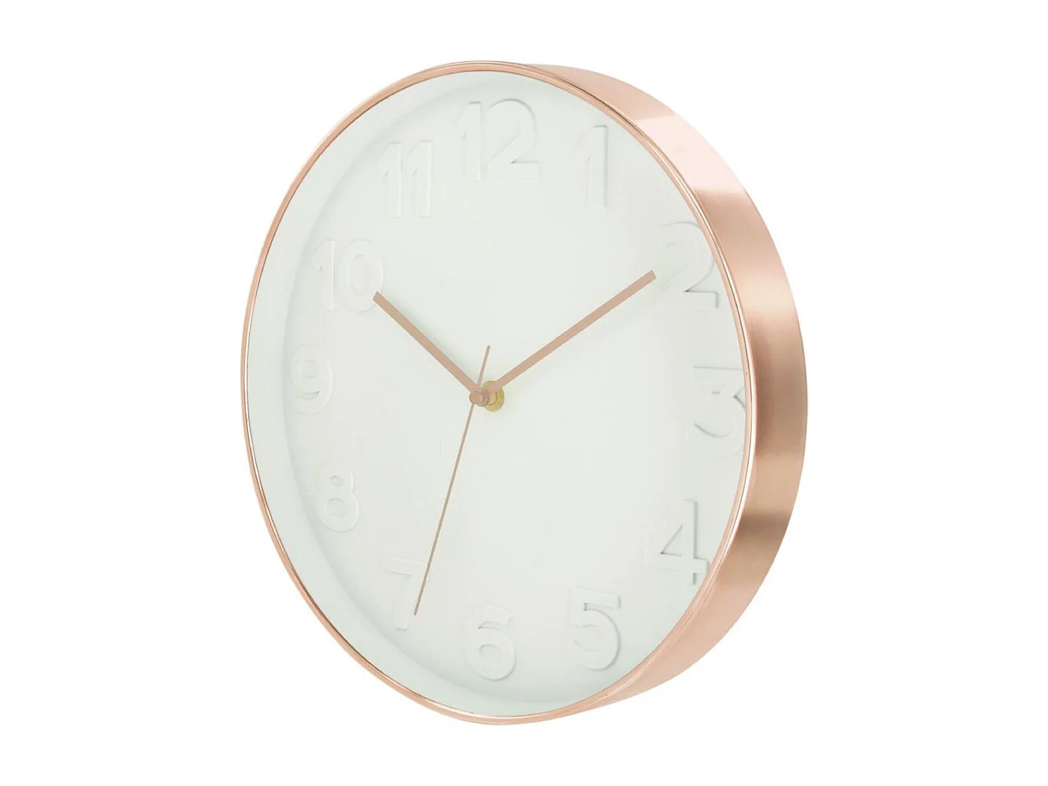 Horloge Ronde 30.5cm Blanche Cuivree Blanc, Cuivre