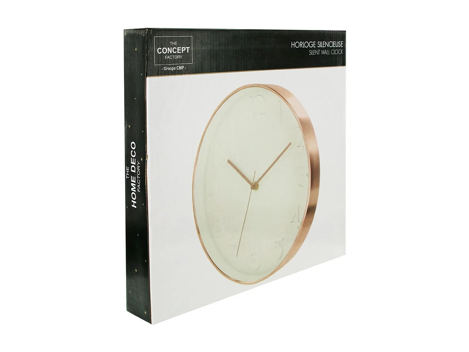 Horloge Ronde 30.5cm Blanche Cuivree Blanc, Cuivre